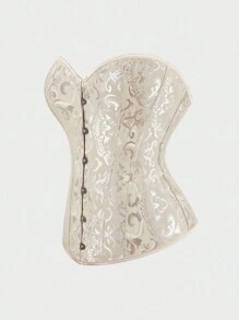 Corset Tops For WomenLace Up Corset Top, Floral Jacquard Lace Up Corset,Women's  Shapewear Corset Bonning - 杏色 - 查看 5