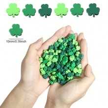 50/100pcs St. Patrick's Day Green Clover Polymer Clay Beads, For Jewelry Making, DIY Necklace, Bracelet, Earrings And Craft Projects