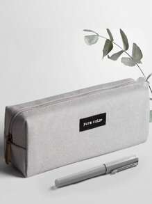 1 pieza Estuche de lona para lápices, caja de papelería dividida sencilla, estuche para lápices, bolsa de almacenamiento simple de gran capacidad - estuche de lápices - Ver 7