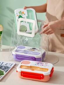 1 Pieza Caja de almuerzo de dibujos animados, apta para microondas, portátil, para ensalada, arroz, adecuada para estudiantes y clase trabajadora, frutas, verduras, sándwiches, perfecta para preparación de comidas, útiles escolares, de vuelta a la escuela