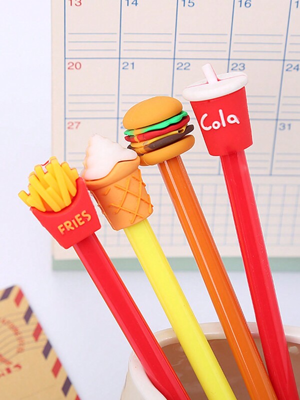 2pcs Random Mixed Cute Food Gel Ink Pens, Kawaii Burger Pen With Black 0.5mm Ink, Fun And Novel Pens, Great For Children, School, Office, Home, Student Gifts. These Cartoon Pens Can Be Given As Gifts To Children, Who Will Be Very Happy To Receive Them. They Can Also Be Shared With Family, Friends, Colleagues, And Classmates To Express Your Care. Ideal Gifts For Birthdays, School Events, Thanksgiving, Christmas, Valentine's Day, Easter.