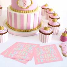 20 件 Singer 生日装饰餐巾 | It's Me Hi I'm The Birthday Wemen It's Me 派对用品激光鸡尾酒餐巾 - 粉色 Wemen 生日单身派对餐具，圣诞节