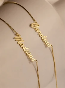 1pc Different Styles Of Gold Stainless Steel Personalized Multi-Heart Ribbon Decorated Name Women's Necklace, Minimalist Fashion Elegant Jewelry, Private Custom Nameplate Pendant Necklace Multi-Functional Daily Wear Accessories Nameplate Pendant Necklace, Ladies Personalized Alphabet Jewelry, DIY Birthday Gifts For Friends, Couples And Family Personalized Gifts (Custom English Only)