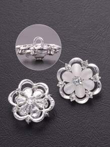 4 Packs Double-Layer Hollow-Out Rhinestone Embellished Cat's Eye Flower Metal Buttons For DIY Fashion Embellishments - Ideal For Shirts, Dresses, Cardigans, Sweaters, Blazers, Coats, And Accessories - Multicolor - View 10