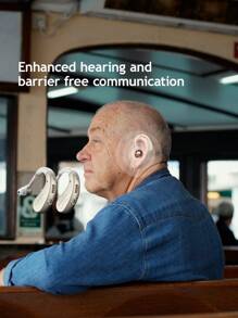 RIKYA 2Pcs Rechargeable Ear-Hanging Hearing Enhancer, Ear-Hanging Amplification Enhancer, Sound Enhancement, Feedback Elimination, Suitable For Adults And The Elderly, With Volume Control, Essential For Gifts.