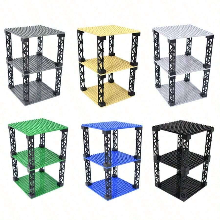 3pcs Plates 16 X 16 Double Sided Baseplate Building Blocks, Base Plate City Parts, Educational Toy Christmas Gifts - Multicolor - View 1