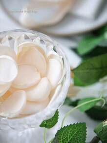 200 片丝绸玫瑰花瓣奶油色花瓣婚礼花童篮白色过道散花桌面中心装饰派对五彩纸屑新娘送礼会浪漫晚会氛围装饰