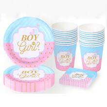 10pcs/20pcs Gender Reveal Party Supplies Gender Reveal Paper Plates Napkins Tableware Set For Boy Or Girl Birthday Shower Decorations Pink And Blue Party Favors , For Christmas Party - Multicolor - View 1
