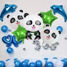 Zestaw 4/5/6/7 sztuk balonów foliowych Panda i Gwiazda, odpowiednie na przyjęcie urodzinowe, dekoracje o tematyce zwierzęcej