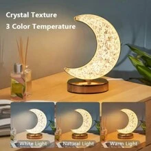 1PC Crystal Moon Table Lamp With Touch Control, Tri-Color Ambiance And USB Charging - Perfect For Bedroom Bedside Environment And Decorative Lighting.