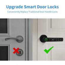 Tuya Fingerprint Door Knob, 5-In-1 Smart Door Knob, Fingerprint Door Lock For Bedroom, Office, Hotel, Closet, Pantry, Finger Print Door Knob, Keypad Door Knob, 2 IC Card And 2 Keys, Smart Life