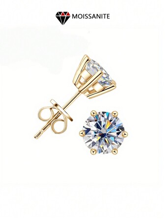 LOVESSOM A Pair Of 925 Sterling Silver 0.3 Carat/0.5 Carat/1 Carat/2 Carat Moissanite Women's High-End Silver Stud Earrings, Simple, Fashionable And Shiny, Suitable For Daily Wear, Matching Dresses, Weddings, Banquets, Christmas And Valentine's Day Gifts