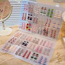 Large, Medium And Small Size Nail Art Transparent Dustproof Storage Box, Wearing Nail Piece Style Sample Display, Portable Travel, Large-Capacity Display, Double-Sided Finishing Book