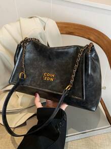 Große Kapazität Kettentasche Damen Herbst und Winter 2024 Neu Lässig Pendler Schulter Achseltasche Vielseitige Shopper Tasche - Schwarz - Übersicht 5
