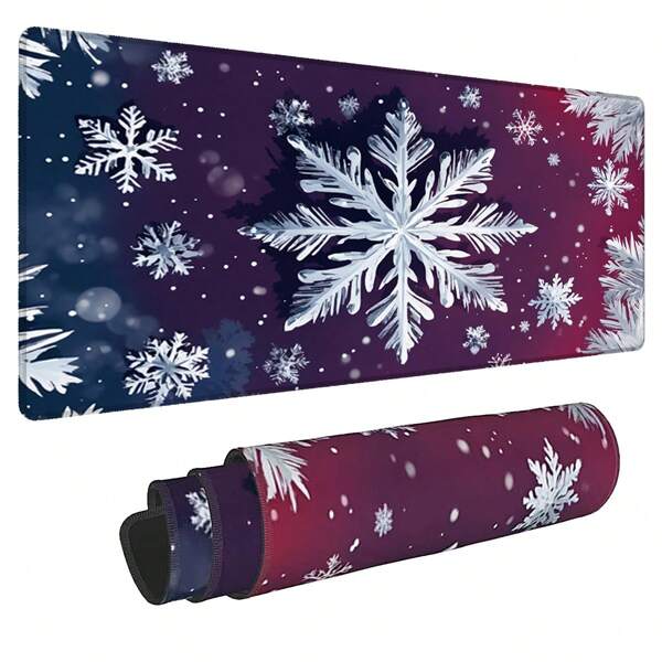 1 pieza Alfombrilla de ratón con diseño de copos de nieve cayendo, multiusos para escritorio, alfombrilla de goma antideslizante para oficina, accesorios de escritorio, alfombrilla de escritorio para teclado, regalo para amigos y familiares