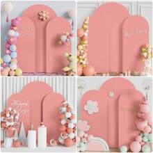 Fondo con arco, 1.52m, 1.83m, 2m, 2.19m Arco nupcial superior, 2 lados de tela elástica de fondo de arco, tela de fondo de arco adecuada para fiesta de cumpleaños, decoración del marco del arco nupcial (solo fondo de tela, sin marco de arco) - Albaricoque - Ver 6