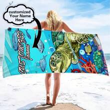 1 Khăn tắm biển mềm mại và thoải mái được cá nhân hóa, Khăn tắm biển tùy chỉnh theo tên dành cho nam và nữ, Khăn tắm biển, Khăn tắm hồ bơi phòng tắm được cá nhân hóa theo tên của bạn. - Nhiều màu - Xem 8