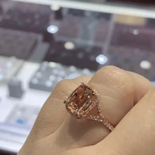 1 pezzo Anello di promessa elegante placcato in rame, placcato in oro rosa 18 carati con zirconia cubica color champagne, pietra di nascita di dicembre, taglio princess, anello da fidanzamento e matrimonio, stile sexy adatto per ogni giorno e occasioni formali, regalo per lei per San Valentino, per la mamma, festa della mamma - Champagne - Visualizzare 4