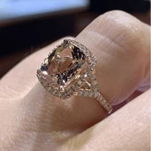 1 pezzo Anello di promessa elegante placcato in rame, placcato in oro rosa 18 carati con zirconia cubica color champagne, pietra di nascita di dicembre, taglio princess, anello da fidanzamento e matrimonio, stile sexy adatto per ogni giorno e occasioni formali, regalo per lei per San Valentino, per la mamma, festa della mamma - Champagne - Visualizzare 1