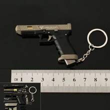 Mini New Gun Shape Keychain, 1:3 Scale G34 TTI Combat Master Alloy Keychain Shell Ejection Metal Pistol Keychain Gift, Cool Keychains For Men - Brown - View 1