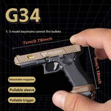 Mini New Gun Shape Keychain, 1:3 Scale G34 TTI Combat Master Alloy Keychain Shell Ejection Metal Pistol Keychain Gift, Cool Keychains For Men - Brown - View 2