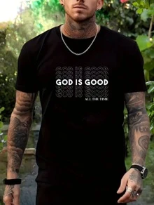 Stylish God Is Good Graphic Tees Cotton Soft Stylish Casual Short Sleeve Crew Neck Top
