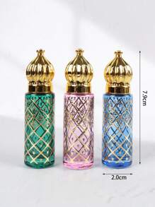 彩色玻璃精油滚珠瓶 1 件 8ml 奢华风格电镀雕刻香水瓶带滚珠便携式旅行空滚珠瓶旅行必需品 - 彩色 - 查看 7