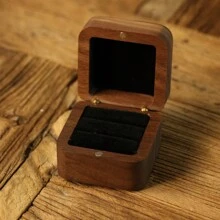1pc Luxury Handcrafted Wooden Jewelry Box, Customized For Ring, Jewelry And Earring Storage, Couples Gifts, Wedding Gifts, Anniversary Gifts