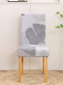 1pc Ginkgo Leaf Printed Polyester Spandex Stretchable Chair Cover, For Home And Hotel Use