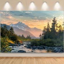 1 Stück Berg, natürliche Wildnis, Landschaftsszene, ländliche Kulisse, Fotohintergrund für Wohnzimmer und Schlafzimmer, Fotobox-Requisiten, Party-Banner, Party-Zubehör, Party-Dekoration, Geburtstags-Banner - Mehrfarbig - Übersicht 9