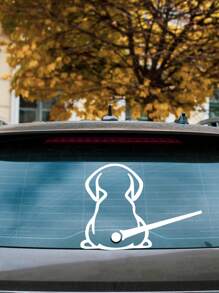 1 件可爱有趣的小猫小狗汽车后挡风玻璃雨刷贴纸，为您的汽车增添乐趣，采用优质 PVC 材料制成，防水