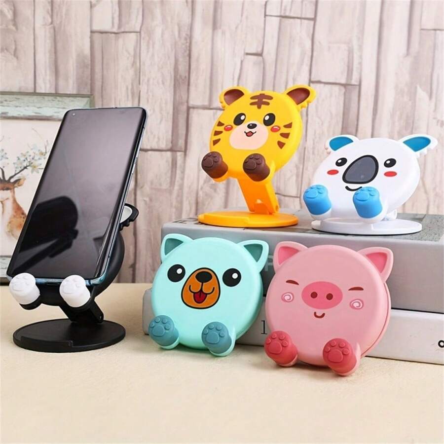 Maerknon Giá đỡ điện thoại di động hoạt hình Giá đỡ để bàn Giá đỡ đầu giường dạng ống có thể gập lại Giá đỡ điện thoại có thể điều chỉnh