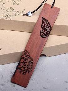 1pc Hand-Carved Mahogany Bookmark For Students And Book Lovers - Retro Design And Nostalgic Feel - Perfect School Stationery Accessory Back To School - Multicolor - View 16
