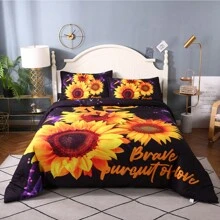 Sunflower Comforter Floral Comforter Fashion Digital Print Sunflower Floral Bedding Set Soft Comfortable Breathable Material For Bedroom Decor