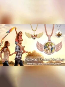 1 colar de imagem personalizado, acessório de colar com pingente personalizado estilo hip-hop com embalagem de caixa de presente, colar de asa de anjo com pingente, acessório de imagem personalizado, presente, ouro, ouro branco, ouro rosa, elegante, colorido, vintage, unissex, hipster, simples, casual, personalizado, personalizado, único, presentes ideais para ele, presentes ideais para ela, ela, namorado, namorada, pai, mãe, família, amigos, para aniversários, para aniversários, para formatura, para baile, para festa, joias femininas