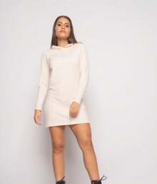 Salvatore Short Dress With Hood Long Sleeve Sweatshirt - Màu be - Xem 3