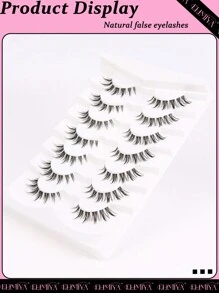 7 对自然浓密假睫毛，纤细纤细，适合日常使用，漫画睫毛，旅行必备品