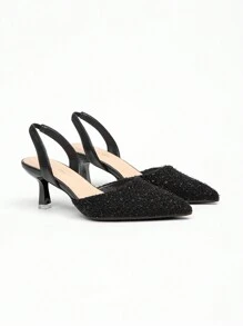 Plus Size Wide Width High Heel Shoes, Fashion Casual Versatile Commuting Mid Heel Women Shoes