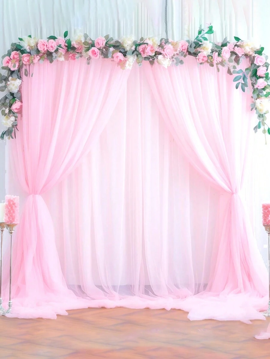 2pcs White Tulle Backdrop Organza Curtain, 2025 New Year Decor Banner Organza, White Wedding Mesh Valance Arch Tulle Curtain, Wedding Party Background Cloth, Bridal Shower Birthday Party Background Decoration Supplies, Wedding Supplies, Wedding Decoration Organza, Wedding Favor, Valentine's Day Decor, Stage Decoration Mesh Gauze(Including Clips) Back To School Valentine's Day