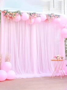 2pcs White Tulle Backdrop Organza Curtain, 2025 New Year Decor Banner Organza, White Wedding Mesh Valance Arch Tulle Curtain, Wedding Party Background Cloth, Bridal Shower Birthday Party Background Decoration Supplies, Wedding Supplies, Wedding Decoration Organza, Wedding Favor, Valentine's Day Decor, Stage Decoration Mesh Gauze(Including Clips) Back To School Valentine's Day