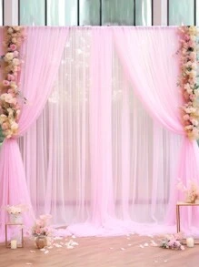 2pcs White Tulle Backdrop Organza Curtain, 2025 New Year Decor Banner Organza, White Wedding Mesh Valance Arch Tulle Curtain, Wedding Party Background Cloth, Bridal Shower Birthday Party Background Decoration Supplies, Wedding Supplies, Wedding Decoration Organza, Wedding Favor, Valentine's Day Decor, Stage Decoration Mesh Gauze(Including Clips) Back To School Valentine's Day