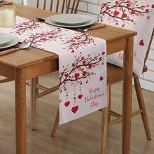 1 Pc Valentine's Day Table Runners, Dresser Scarves Valentines Table Decorations For Coffee Wedding Holiday Party Dining Romantic Heart Tree