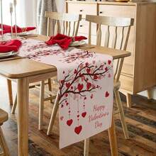 1 Pc Valentine's Day Table Runners, Dresser Scarves Valentines Table Decorations For Coffee Wedding Holiday Party Dining Romantic Heart Tree