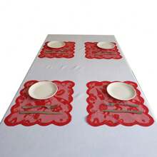 1 Set Valentine's Day Lace Table Decor, Restaurant Tablecloth, Valentine's Day Table Runner, Valentine's Day Tablecloth, Valentine's Day Decoration, Heart-Shaped Lace Table Decor, Home Dining Table Decor, Wedding, Anniversary, Home Decoration, Scene Decoration, Theme Party Decoration