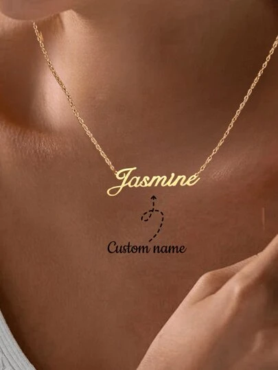 1pc Personalized Minimalist DIY Name Necklace, Stainless Steel Material, Neck Accessory (English Customization Only), Fashionable, Autumn , Retro, Minimalist, Casual, Old Money Style, Customizable, Personalized, Unique, Ideal Gift For Girlfriend, Mom, Family, Friends, Suitable For Anniversary, Birthday, Daily Wear, Prom, Mother's Day And Other Occasions