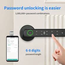 Tuya Fingerprint Door Knob, 5-In-1 Smart Door Knob, Fingerprint Door Lock For Bedroom, Office, Hotel, Closet, Pantry, Finger Print Door Knob, Keypad Door Knob, 2 IC Card And 2 Keys, Smart Life