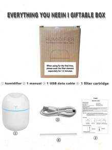 1 pièce, 220 ml Mini humidificateur à ultrasons alimenté par une ligne de données USB, diffuseur d'huile essentielle parfumé, humidificateur de voiture de bureau domestique, avec rafraîchissement lumineux LED