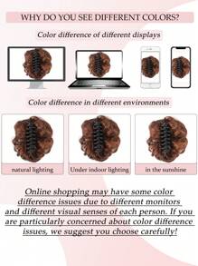 1 Pieza Accesorio para el cabello tipo moño despeinado con pinza de garra, moño rizado sintético y con coleta, pieza de extensión de cabello de recogido desordenado para uso diario de mujeres, color negro/marrón - Multicolor - Ver 6