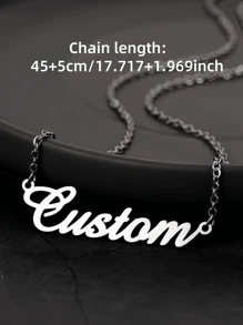 1 pièce Collier avec plaque à personnaliser en acier inoxydable or, argent ou rose pour femmes et hommes. Bijou personnalisé avec lettre. Cadeau de mode, pour petite amie, anniversaire ou Noël