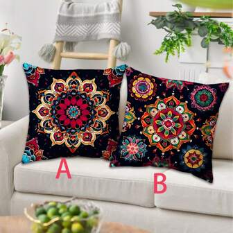 1pc Bohemian Pattern Decorative Pillow Case, Durable And Soft Touch, Suitable For Daily Decor, Garden, Outdoor Furniture, All Season, Living Room Sofa Cushion Cover (No Insert) 18"X18" (45cm*45cm)